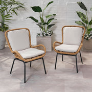 Outdoor Wicker Club Chair With Cushions (Set of 2) - R&R Furniture Gallery (Fountain Valley, CA)
