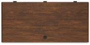 Signature Design by Ashley home office desk with a sleek wooden surface and modern design, ideal for writing and workspace.