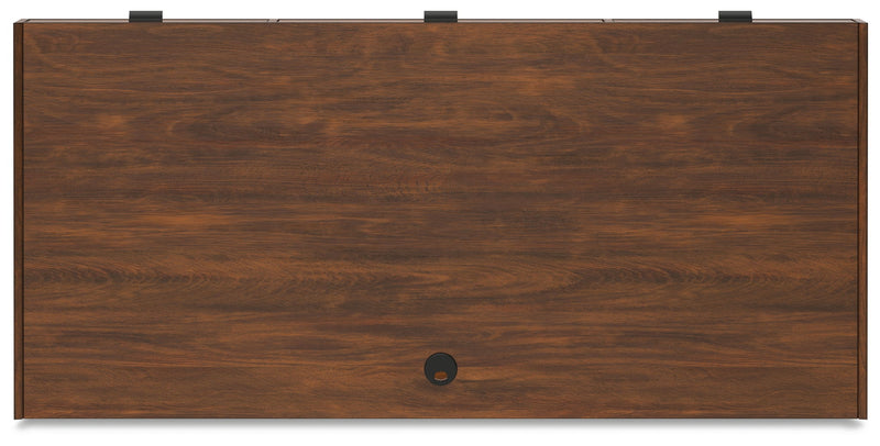 Signature Design by Ashley home office desk with a sleek wooden surface and modern design, ideal for writing and workspace.