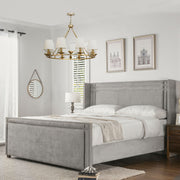 Elle - Wingback Upholstered King Bed - Silver Gray - R&R Furniture Gallery (Fountain Valley, CA)
