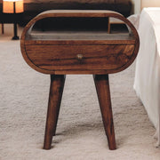 Circular Bedside Table With Open Slot - Caramel - R&R Furniture Gallery (Fountain Valley, CA)
