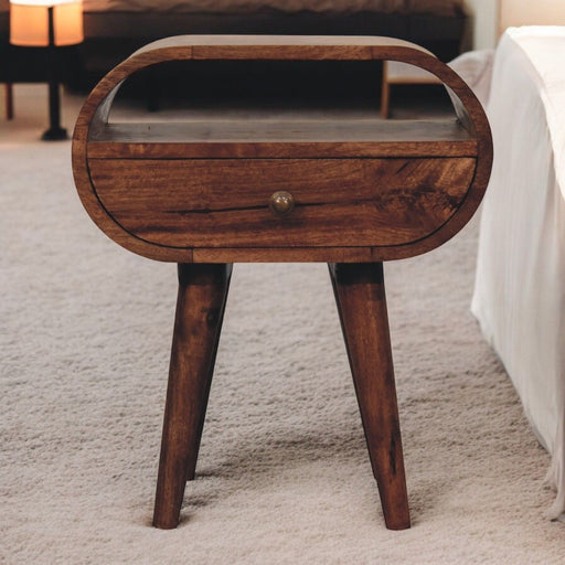 Circular Bedside Table With Open Slot - Caramel - R&R Furniture Gallery (Fountain Valley, CA)