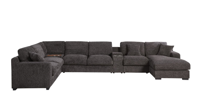 Celine - Corner Sectional Sofa With Right Facing Chaise, Cupholders, And Charging Ports - Gray - R&R Furniture Gallery (Fountain Valley, CA)