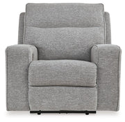 Biscoe - Power Recliner /Adj Headrest - Pewter - R&R Furniture Gallery (Fountain Valley, CA)