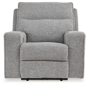 Biscoe - Power Recliner /Adj Headrest - Pewter - R&R Furniture Gallery (Fountain Valley, CA)