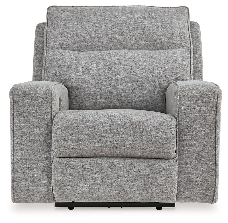 Biscoe - Power Recliner /Adj Headrest - Pewter - R&R Furniture Gallery (Fountain Valley, CA)