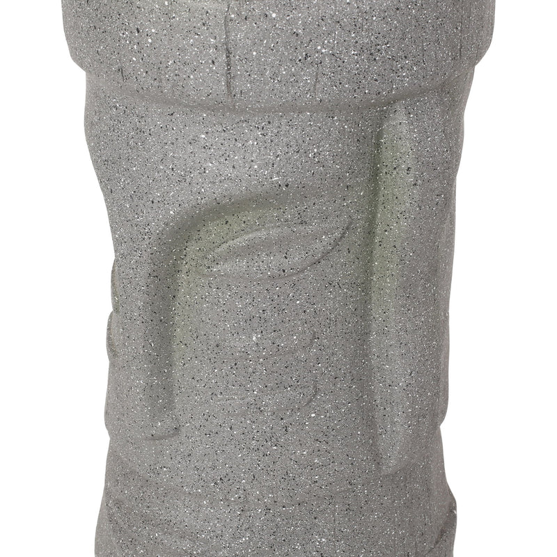 Stone gray Noble House classic flower planter made of magnesium oxide, showcasing a round, textured outdoor plant container.