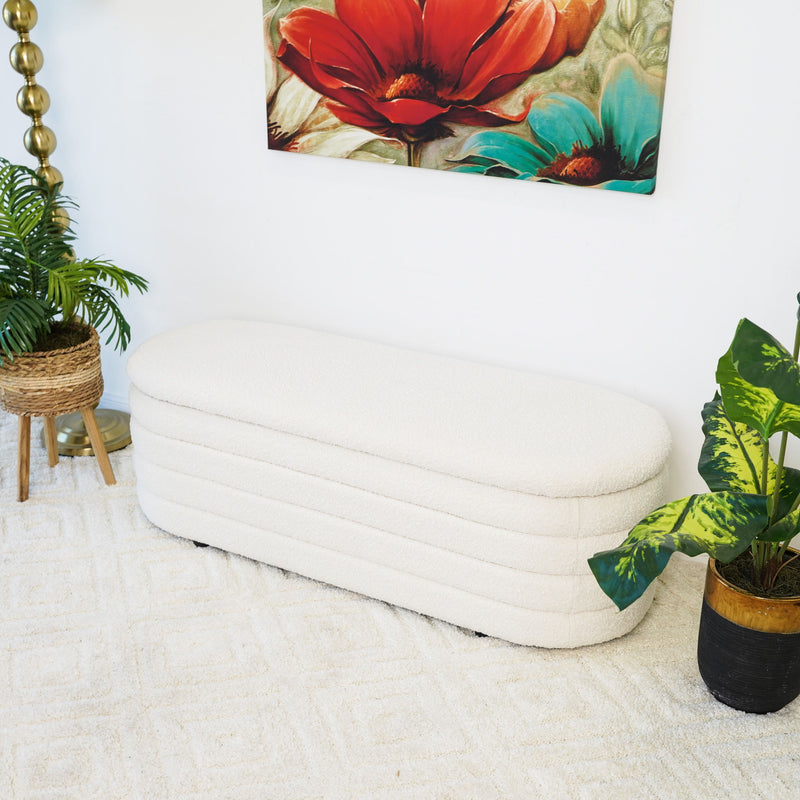 Cabana - Bench With Storage - Ivory - R&R Furniture Gallery (Fountain Valley, CA)