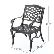 Luminea - Outdoor Aluminum Dining Chair With Scroll Design, Lattice Pattern And Cabriole Legs - Copper - R&R Furniture Gallery (Fountain Valley, CA)