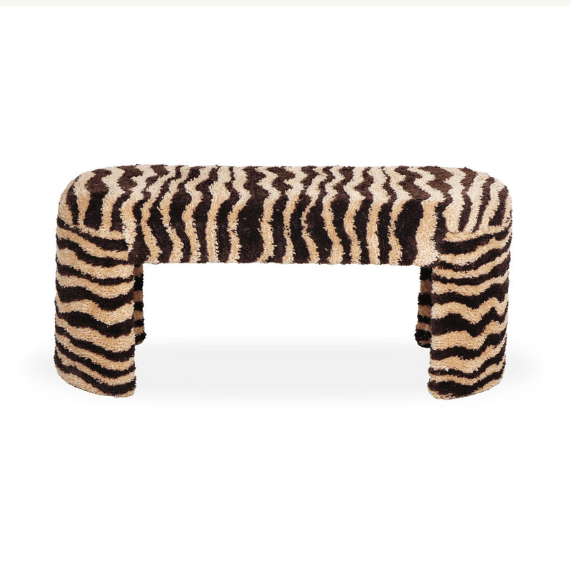 Zebra - Striped Tufted Bench - Brown - R&R Furniture Gallery (Fountain Valley, CA)