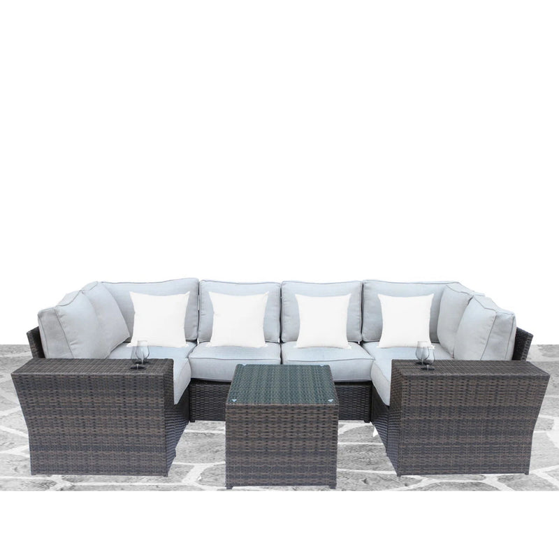 Outdoor Wicker Sectional With Weather Resistant Cushions And Table - R&R Furniture Gallery (Fountain Valley, CA)