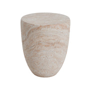 Beige Noble House concrete side table with travertine top, suitable for outdoor and indoor use, lightweight and stylish.