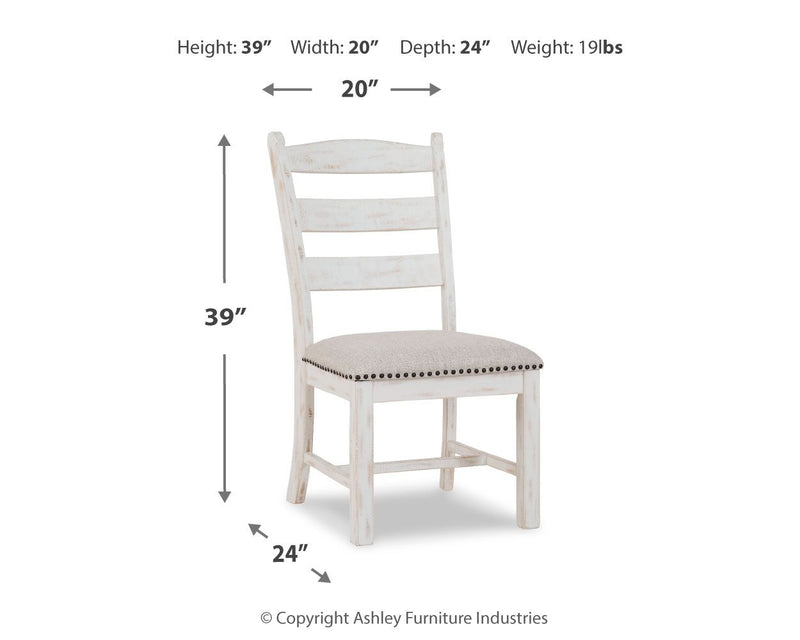 Valebeck - Dining UPH Side Chair (Set of 2) - Beige / White - R&R Furniture Gallery (Fountain Valley, CA)