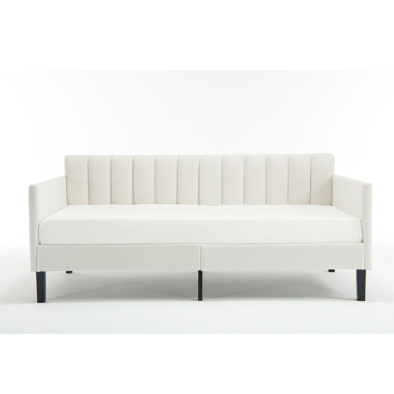 Elena - Boucle Upholstered Daybed, Ribbed Tufted Backrest - R&R Furniture Gallery (Fountain Valley, CA)