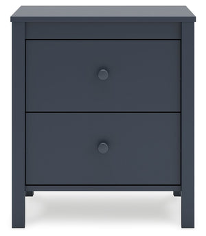 Simmenfort - Two Drawer Night Stand - Navy Blue - R&R Furniture Gallery (Fountain Valley, CA)