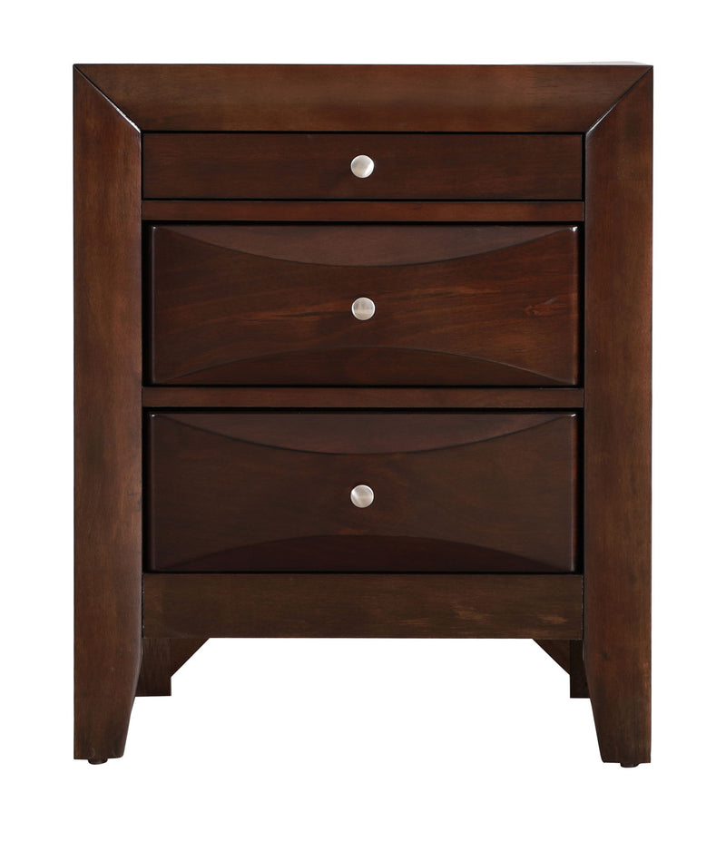 Glory Furniture Marilla Cappuccino accent nightstand with a smooth finish and compact design, ideal for bedroom decor.