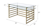Shona - Writing Desk - Clear Glass Top & Antique Gold - R&R Furniture Gallery (Fountain Valley, CA)