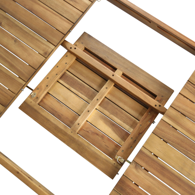 Wilson - Expandable Dining Table With Slat Design - Teak Acacia Wood - R&R Furniture Gallery (Fountain Valley, CA)