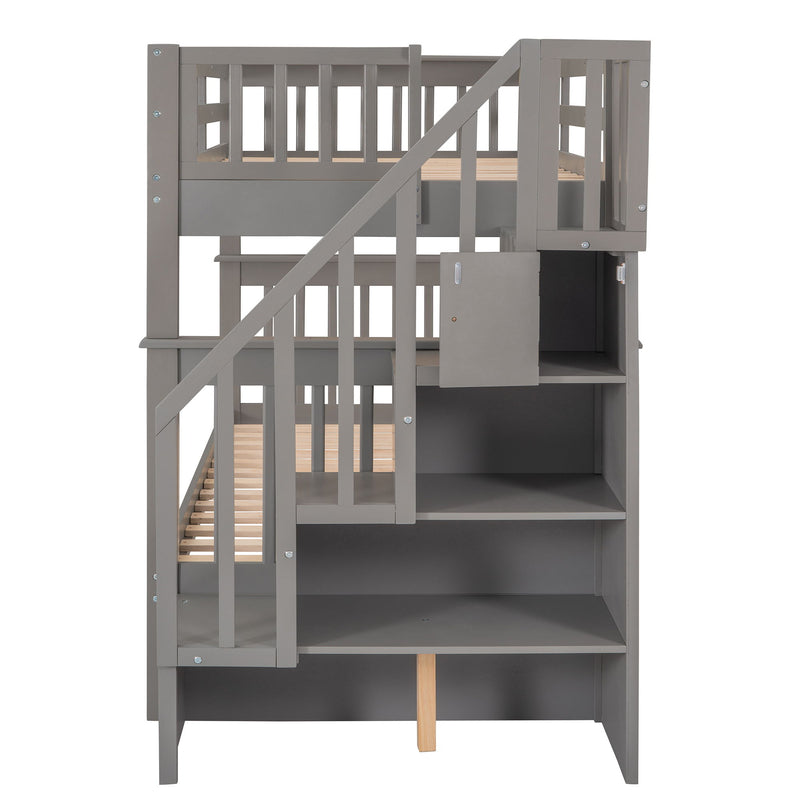 Stairway Bunk Bed With Storage And Guard Rail For Bedroom - R&R Furniture Gallery (Fountain Valley, CA)