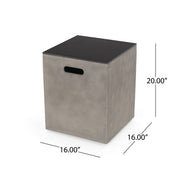 Modern black and gray Mgo tank holder side table with ceramic top, featuring a sleek storage table design by Noble House.