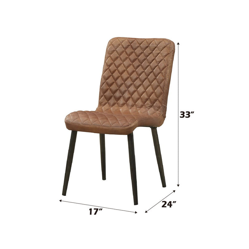 Millerton - Side Chair (Set of 2) - Vintage Chocolate Top Grain Leather & Antique Black - R&R Furniture Gallery (Fountain Valley, CA)
