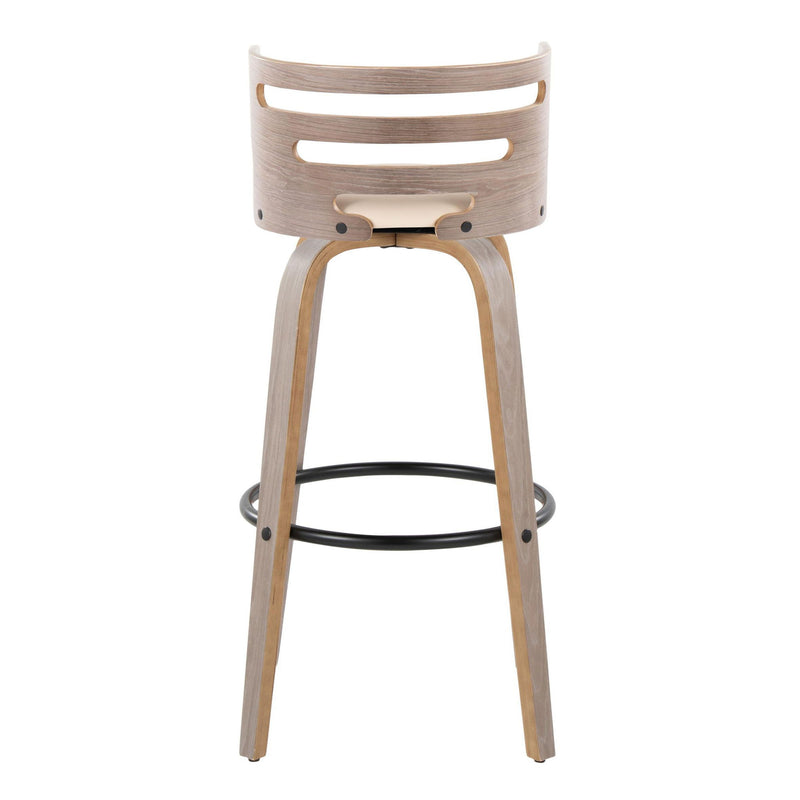 Cosini - Mid Century Modern Fixed Height, Barstool & Swivel And Round Footrest (Set of 2)