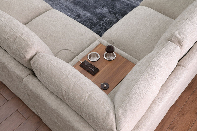 Celine - Fabric Corner Sectional Sofa With Right-Facing Chaise, Cupholders, And Charging Ports - R&R Furniture Gallery (Fountain Valley, CA)