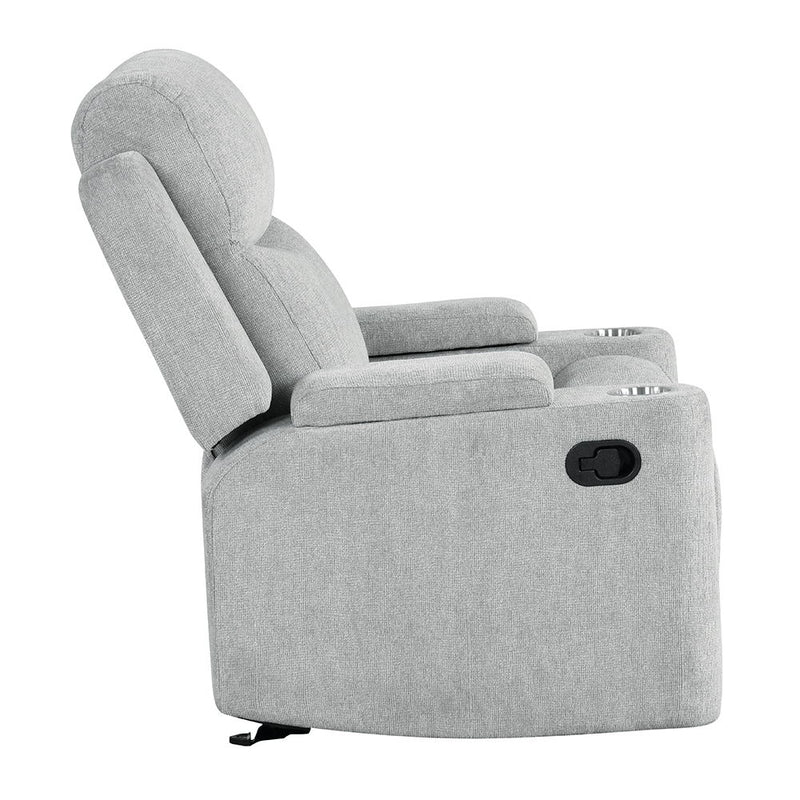 Galya - Motion Glider Recliner - Light Gray Chenille - R&R Furniture Gallery (Fountain Valley, CA)