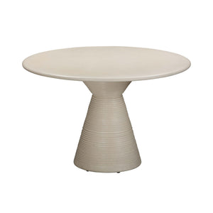 Fern - Textured Faux Plaster Concrete Indoor / Outdoor Round Dining Table - Beige