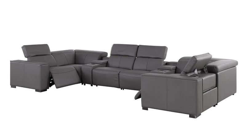 1208 - 8 Piece Modular Leather Sectional With 2 Power Recliners & Power Headrests