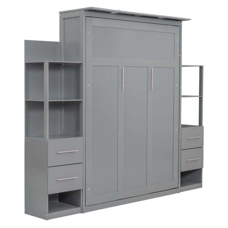 Murphy Wall Bed With LED Lights, Shelves And Drawers - R&R Furniture Gallery (Fountain Valley, CA)