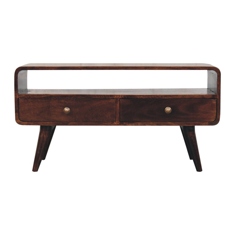 Solid Wood Curved Media Unit - R&R Furniture Gallery (Fountain Valley, CA)