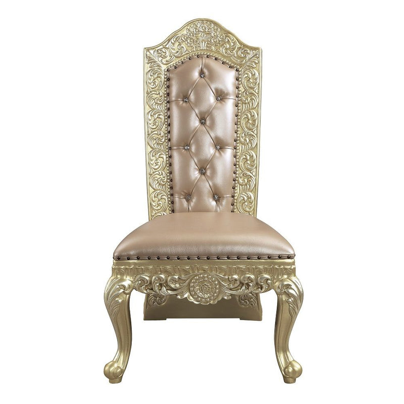 Vatican - Side Chair (Set of 2) - Synthetic Leather & Champagne Silver - R&R Furniture Gallery (Fountain Valley, CA)