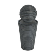 31.5" Tall Striped Column Fountain With LED Light Design For Outdoor Spaces - Gray - R&R Furniture Gallery (Fountain Valley, CA)