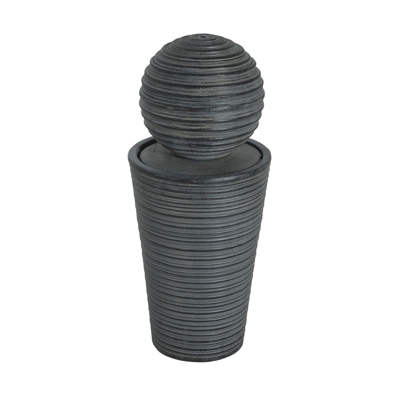 31.5" Tall Striped Column Fountain With LED Light Design For Outdoor Spaces - Gray - R&R Furniture Gallery (Fountain Valley, CA)