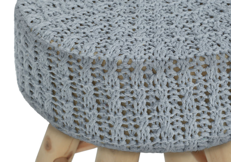 Ottoman, Pouf, Footrest, Foot Stool, Round, Natural Wood Legs, Contemporary, Modern - R&R Furniture Gallery (Fountain Valley, CA)