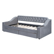 Upholstered Daybed With Storage Armrests And USB Port - R&R Furniture Gallery (Fountain Valley, CA)