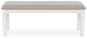 Robbinsdale - Large Upholstered Dining Room Bench - Antique White - R&R Furniture Gallery (Fountain Valley, CA)