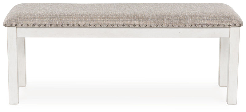 Robbinsdale - Large Upholstered Dining Room Bench - Antique White - R&R Furniture Gallery (Fountain Valley, CA)