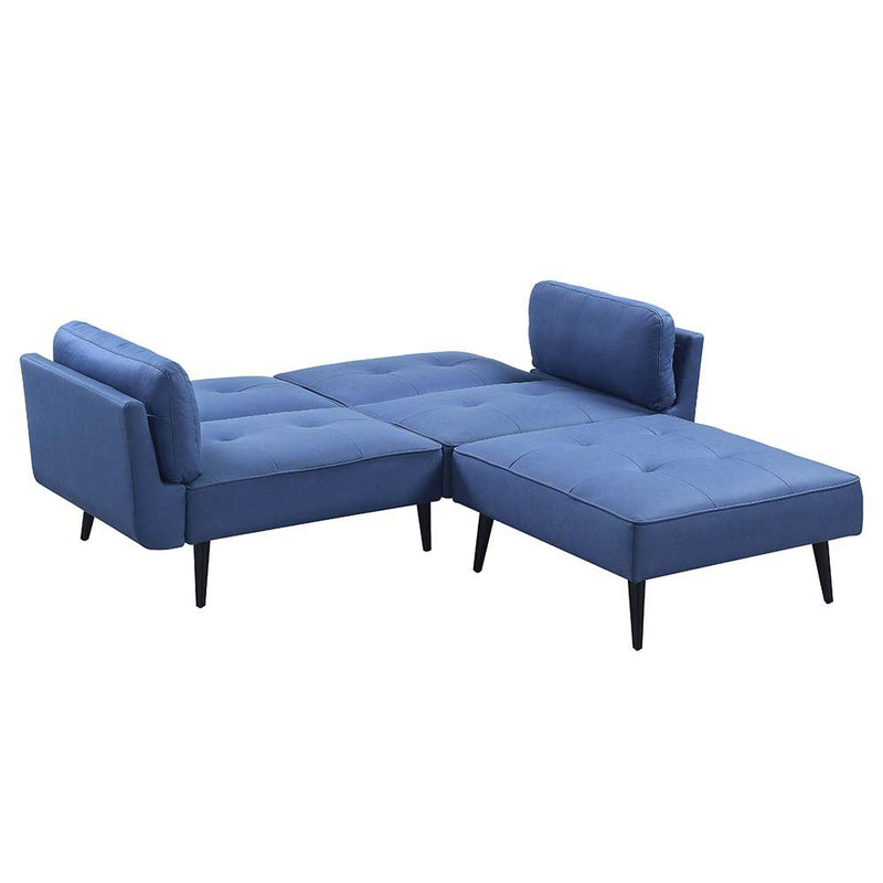 Nafisa - Adjustable Sofa & Ottoman - Blue Fabric - R&R Furniture Gallery (Fountain Valley, CA)
