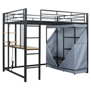 Loft Bed With Desk, Shelves, Power Outlet, LED Light And Wardrobe - R&R Furniture Gallery (Fountain Valley, CA)
