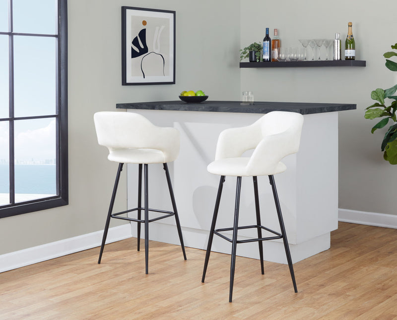 Lumi Source Margarite contemporary barstool set with sleek design and cushioned seats, ideal for modern kitchen or bar area.