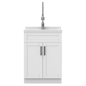 Hennessy - Deluxe Laundry Utility Sink And Cabinet - White