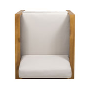 Outdoor acacia wood arm chair with wicker accents, stylish Noble House outdoor furniture for patio or garden seating.