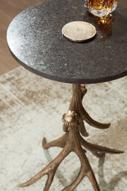 Lemkins - Accent Table - Black / Antique Gold Finish - R&R Furniture Gallery (Fountain Valley, CA)