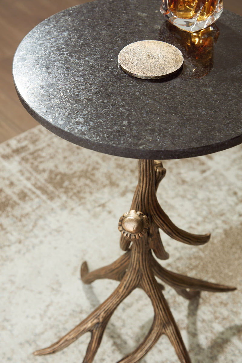 Lemkins - Accent Table - Black / Antique Gold Finish - R&R Furniture Gallery (Fountain Valley, CA)