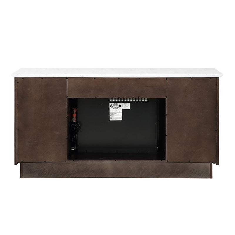 Jaramillo - Server With Fireplace - Engineered Marble & Rustic Espresso - R&R Furniture Gallery (Fountain Valley, CA)