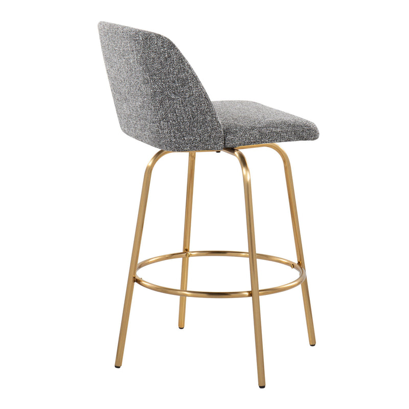 Toriano - Contemporary, Fixed Height Counter Stool With Swivel With Round Footrest (Set of 2) - R&R Furniture Gallery (Fountain Valley, CA)