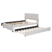 Upholstered Platform Bed With Brick Pattern Headboard And Twin Long Size Trundle - R&R Furniture Gallery (Fountain Valley, CA)
