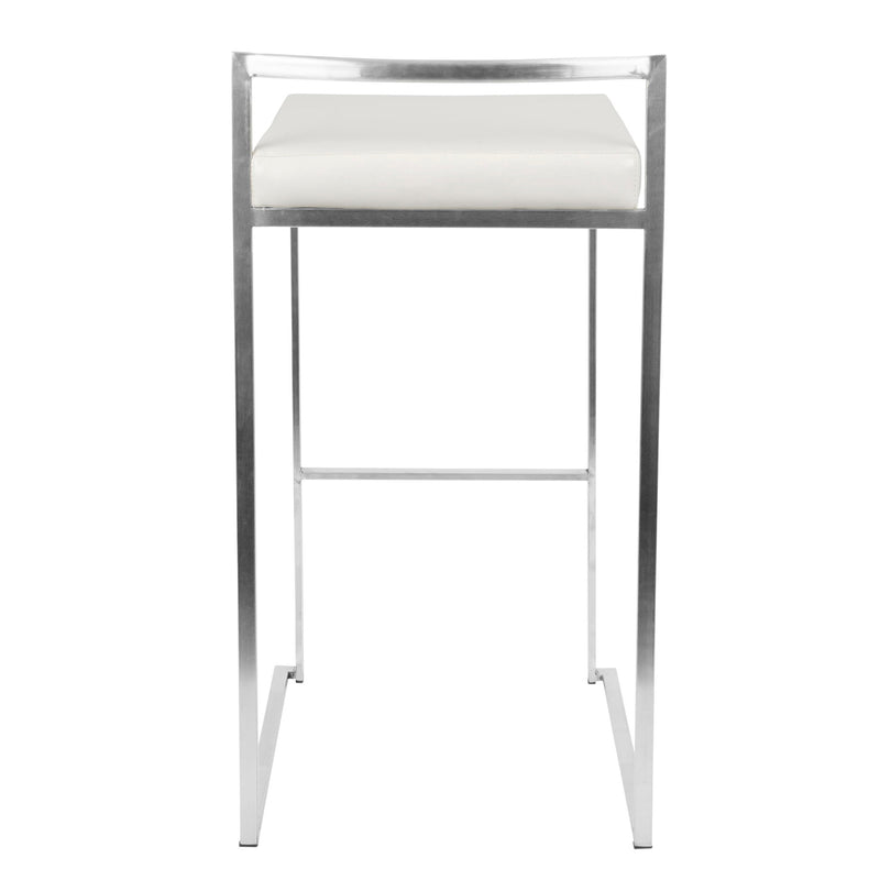 Lumi Source Fuji contemporary stackable barstool with sleek design and wooden seat, ideal for modern kitchen or bar area.